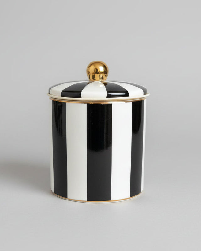 Cristina Re Ebony Stripe Candle - Vanilla Macaron