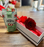 Single red rose in a box