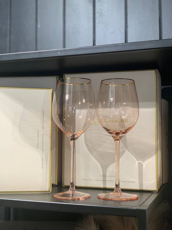 Cristina Re Wine Glass Rose Crystal - Set of 2