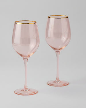 Cristina Re  Wine Glass Rose Crystal - Set of 2