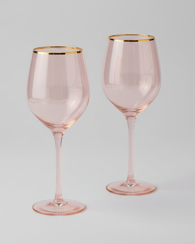 Cristina Re  Wine Glass Rose Crystal - Set of 2